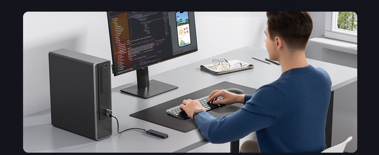 Зовнішній корпус (кейс) ORICO M.2 NVMe SSD USB-C 3.2 Gen2 10Gbps для PCIe M-Key/M+B Key (2230/2242/2260/2280), з підтримкою UASP