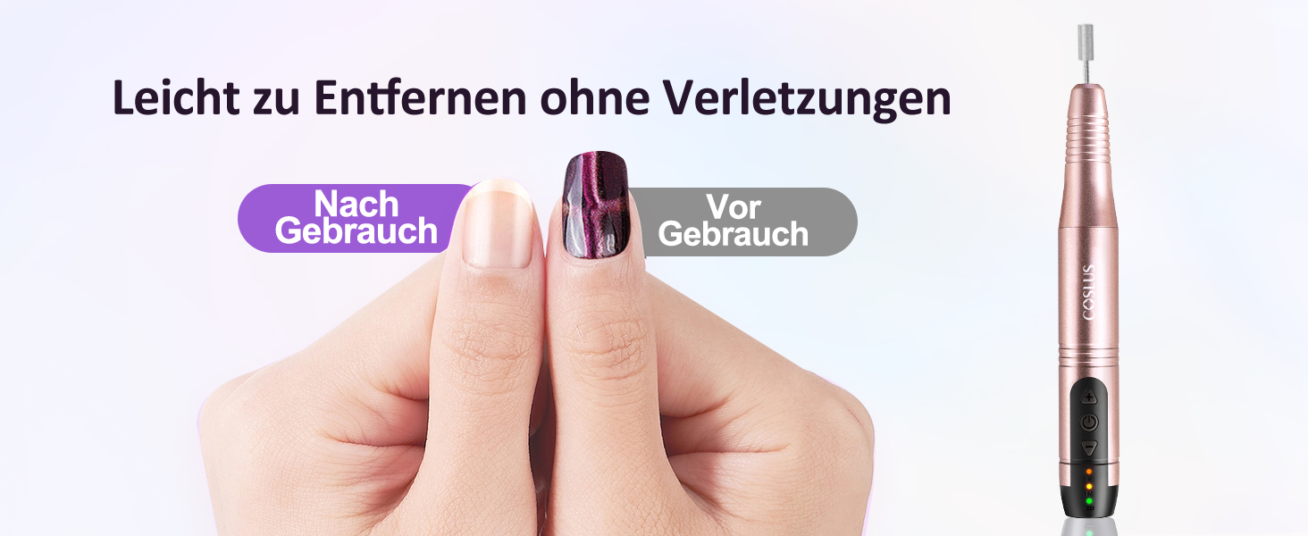 COSLUS Бездротовий портативний фрезер для нігтів 11 в 1: манікюр та педикюр, фрезер для гелю та акрилу, рожеве золото