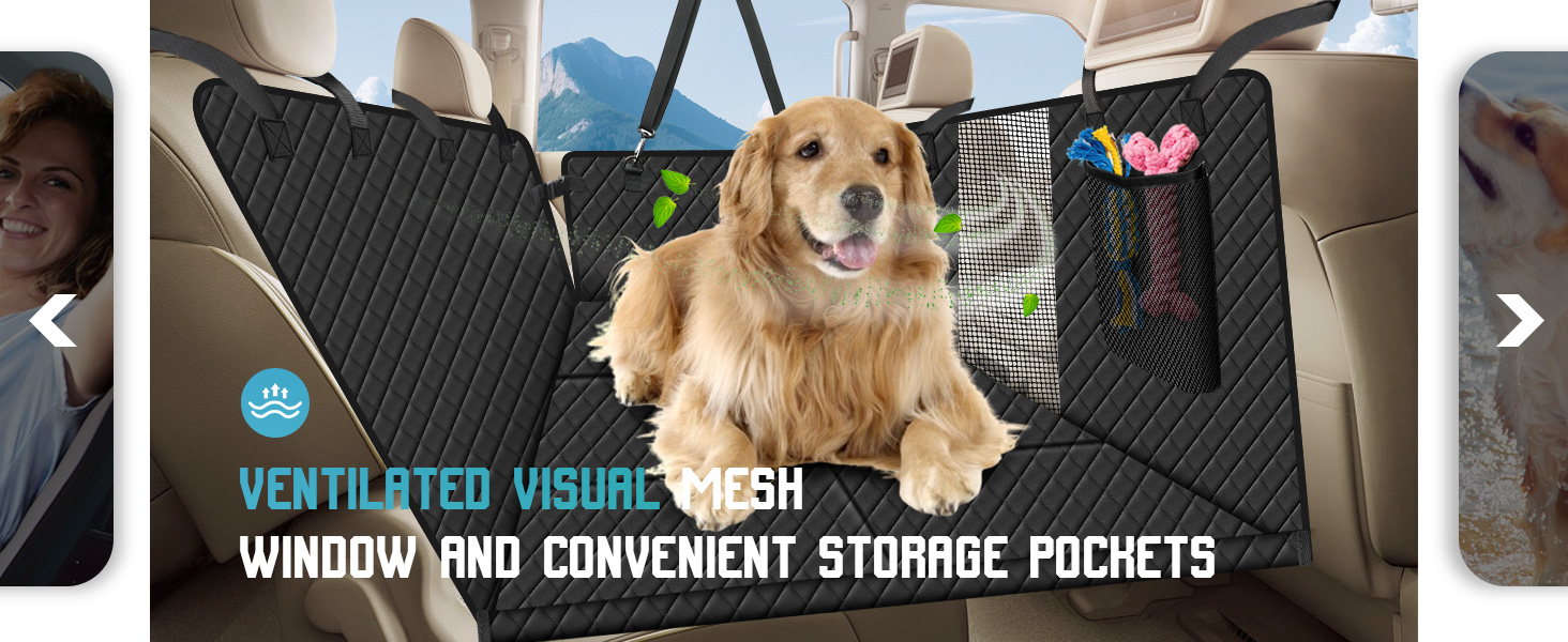 Waterproof Car Seat Cover for Dogs with Wood Board & Seat Belts - XXL Black