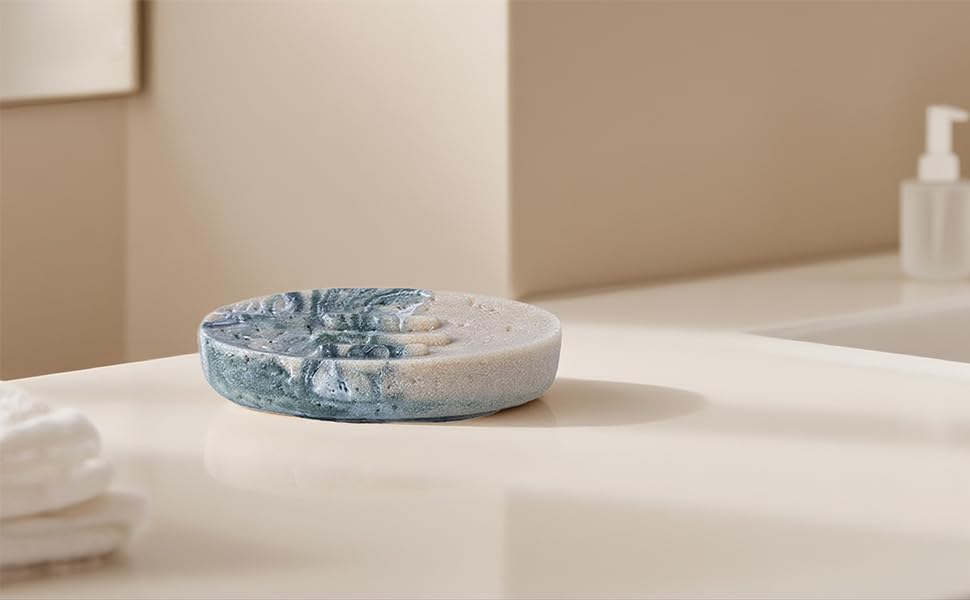 Набір для ванної кімнати 3 в 1: дозатор для мила, мильниця та тримач для зубних щіток, білий (сіро-зелений), DREI