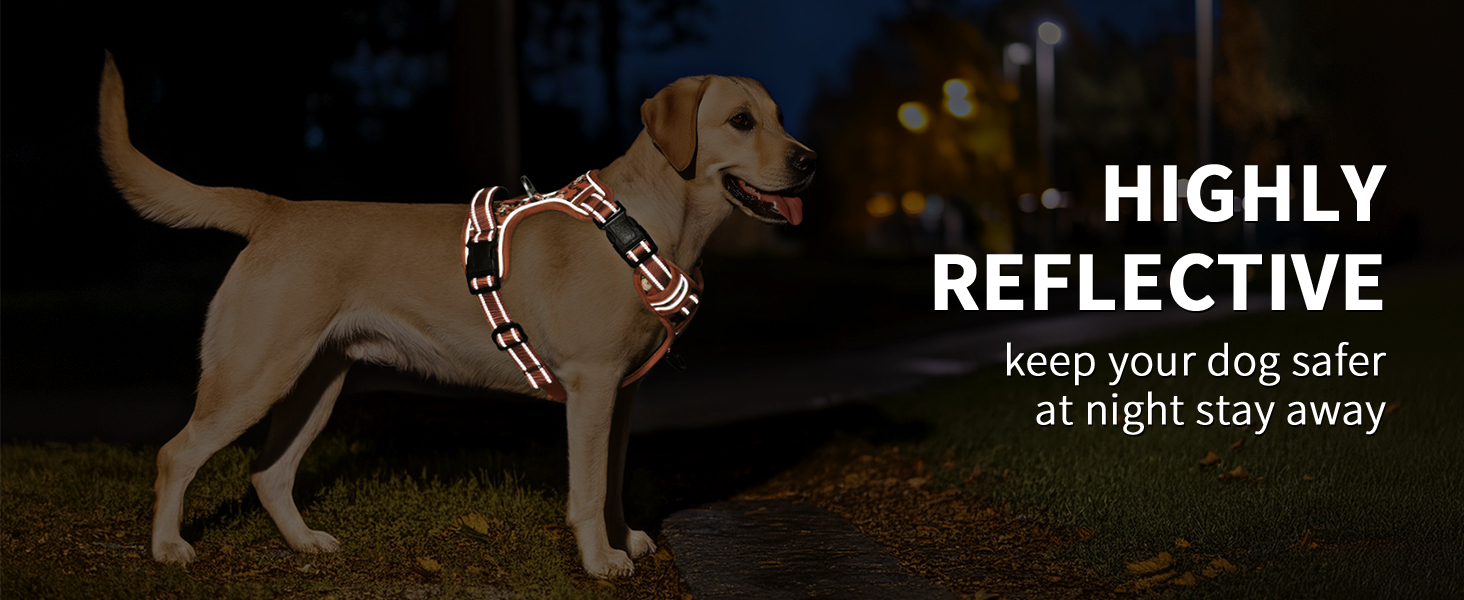 Шлейка для собак HEELE з поглинанням ривка, світловідбиваюча, для середніх собак, з м'яким ручним захопленням, коричнева, розмір M (L - обхват грудей: 43-86 см)