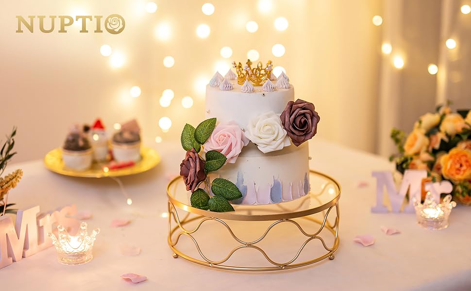 Золотий підставка для тортів NUPTIO: кругла, 30 см, для вечірок, днів народжень, хрестин, святкування