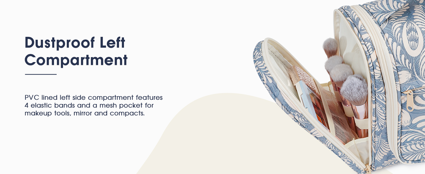 Сумка для туалетних аксесуарів для жінок та чоловіків, що підвішується, косметичка, дорожня сумка (Блакитне листя) Z-блакитне листя