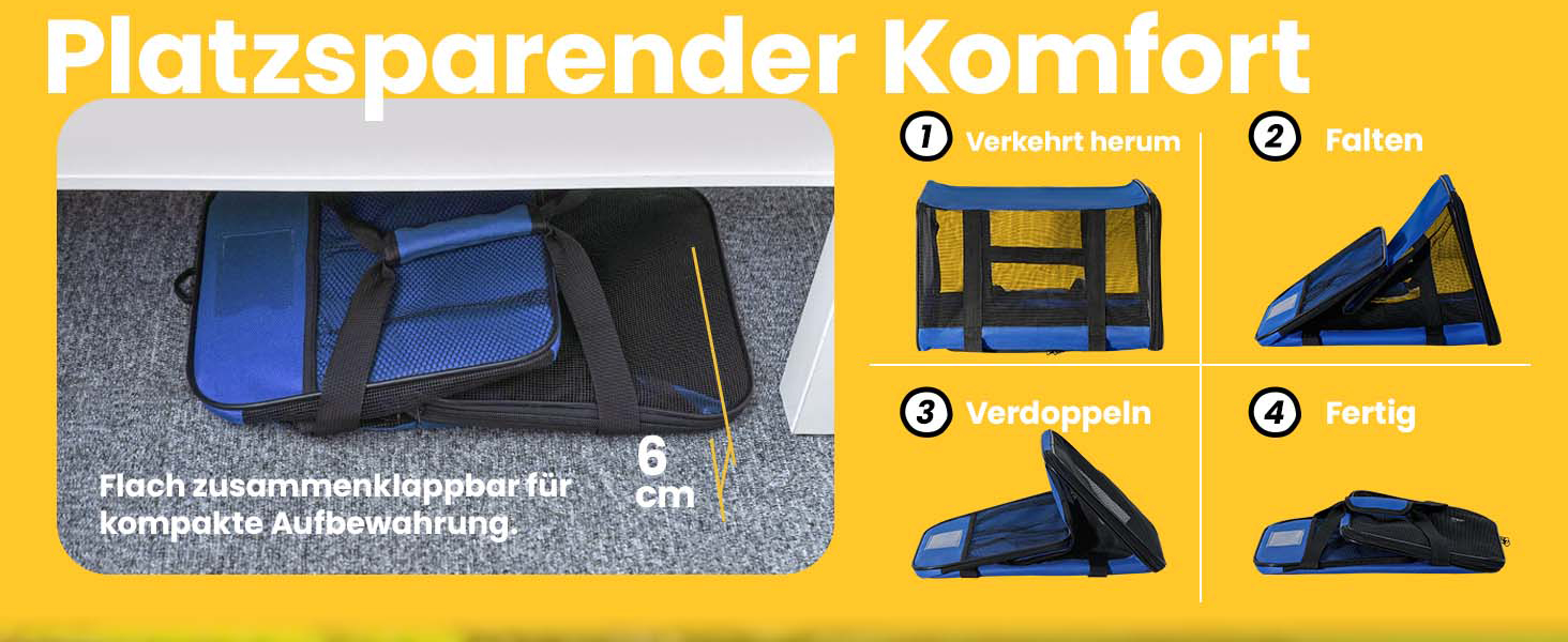 Транспортна переноска для котів Conlun, м'яка переноска з сіткою з 4 сторін, підходить для перевезення в літаку, для кошенят та невеликих котів до 6 кг, складана переноска для собак, (51x31x31 см, блакитна)