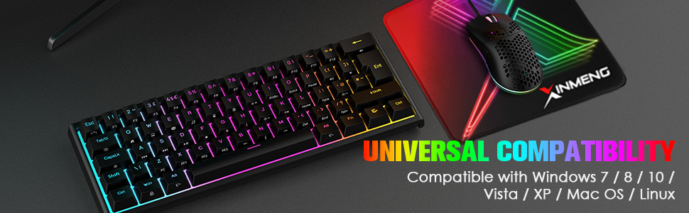 Ігрова комбінація клавіатури та миші MAGIC-REFINER: механічна клавіатура 62 клавіші, RGB-підсвітка, миша 12000 DPI, USB-C, для PC/Mac/Win (червоний перемикач)