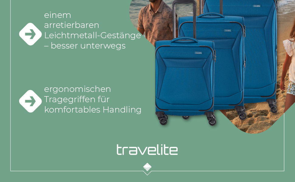 Валіза Travelite Chios L на 4 колесах, м'яка тканина, розширювана, з захистом кутів, 78 см, 90-97 л, стильний дизайн