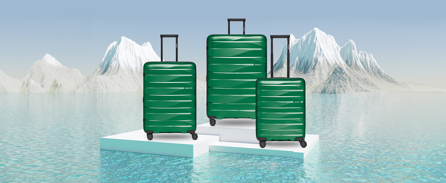 Чемодан середній з жорстким корпусом, розширюваний, 45 x 27 x 66 см, з подвійними колесами та TSA-замком, 3.7 кг, з високоякісного поліпропілену, унісекс, Emerald Green Metallic