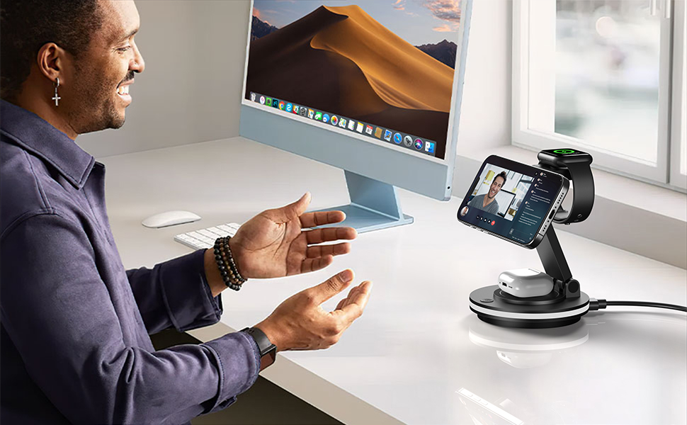 3-в-1 Станція зарядки MagSafe для Apple Watch, iPhone та AirPods (білий/чорний)