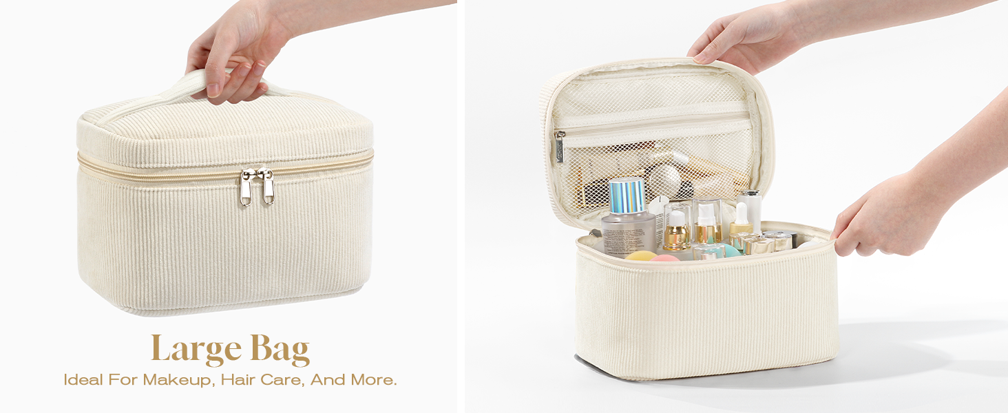 Набір косметичок 3 шт. з квітковим візерунком, жіноча косметичка для подорожей та повсякденного використання | Косметичка для макіяжу для жінок та дівчат (Бежевий)