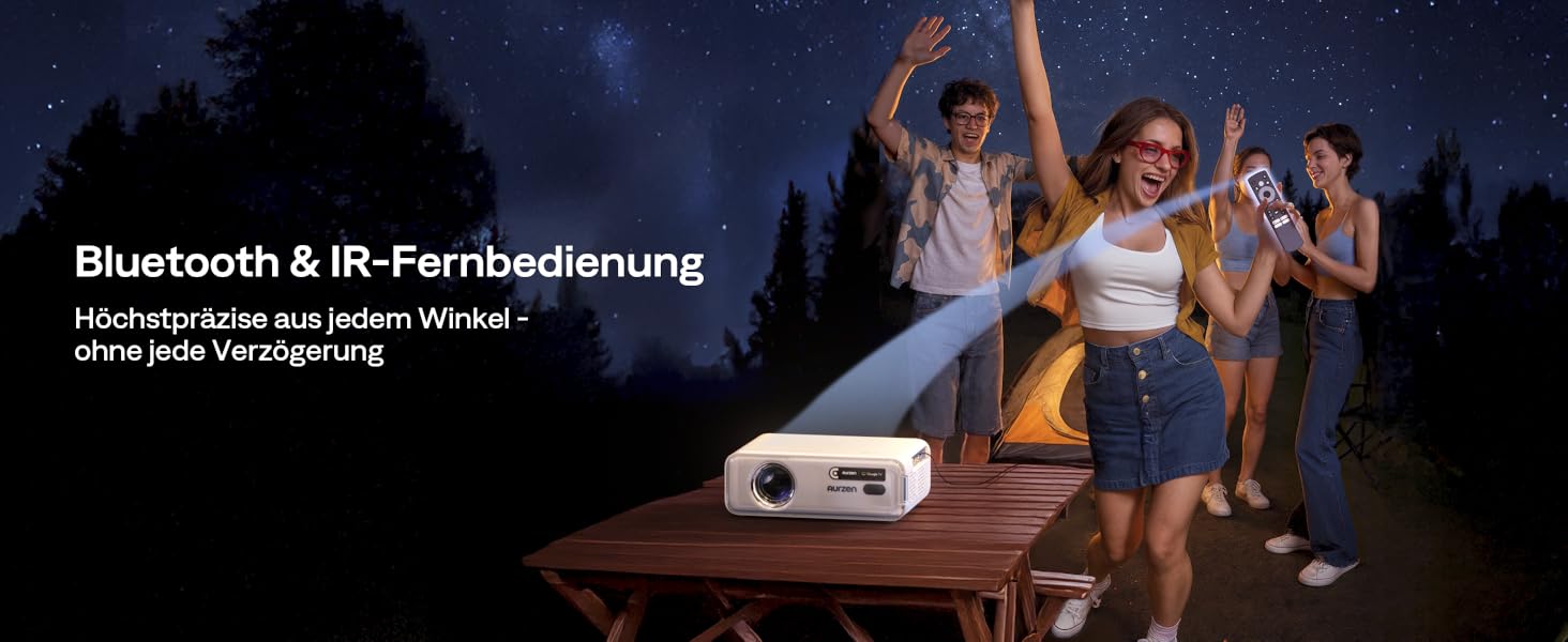 Aurzen Eazze D1 Smart Beamer: 4K проєктор для домашнього кінотеатру з WiFi, Bluetooth, автофокусом та корекцією трапецеїдальних спотворень. Підтримка Netflix, Dolby Audio, Full HD 1080P. Білий (GTV)