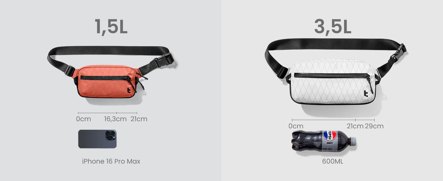 tomtoc Плечова сумка Sling Bag 3.5L з RFID-захистом – для Switch, iPad mini, EDC, подорожі | Водовідштовхувальна, X-pac Koralle