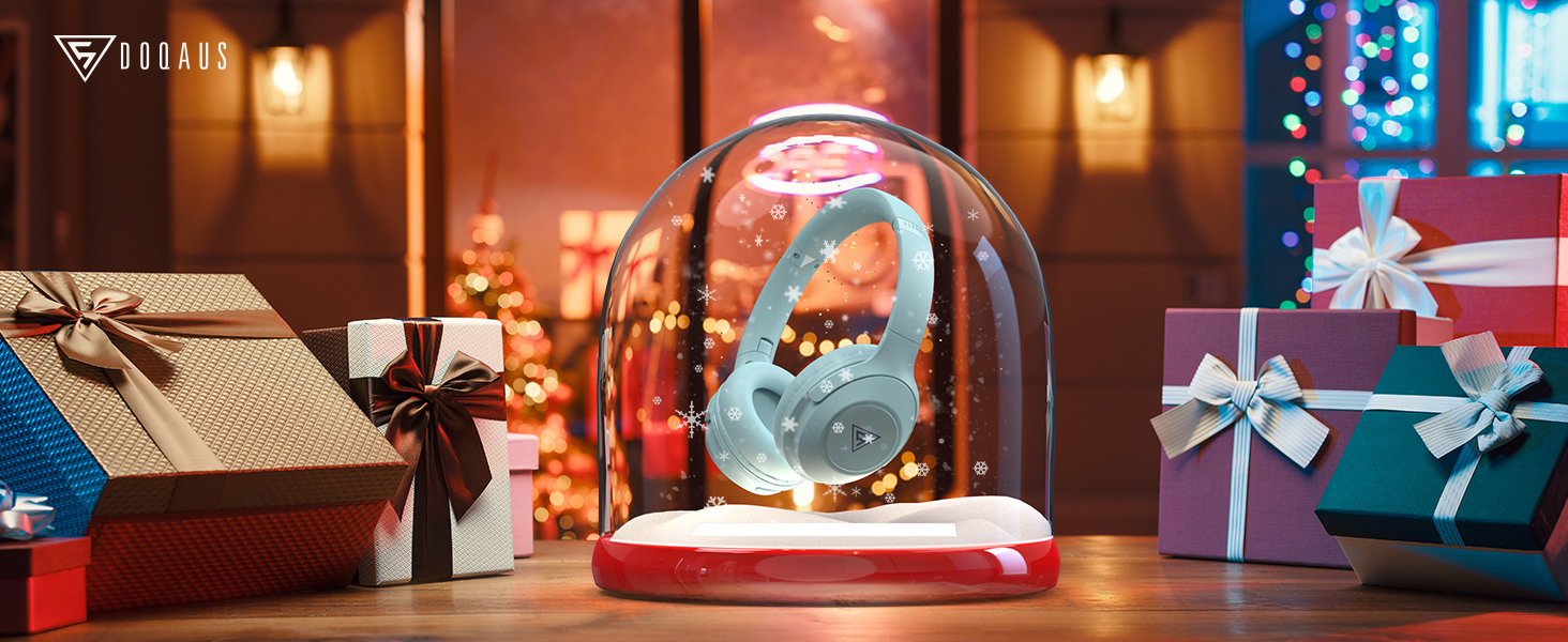 Бездротові навушники DOQAUS Bluetooth з тривалим часом роботи (70 годин), Over-Ear, Bluetooth 5.4, з кабелем, 3 режими EQ, HiFi стерео для подорожей/телефону/ПК (блакитні)