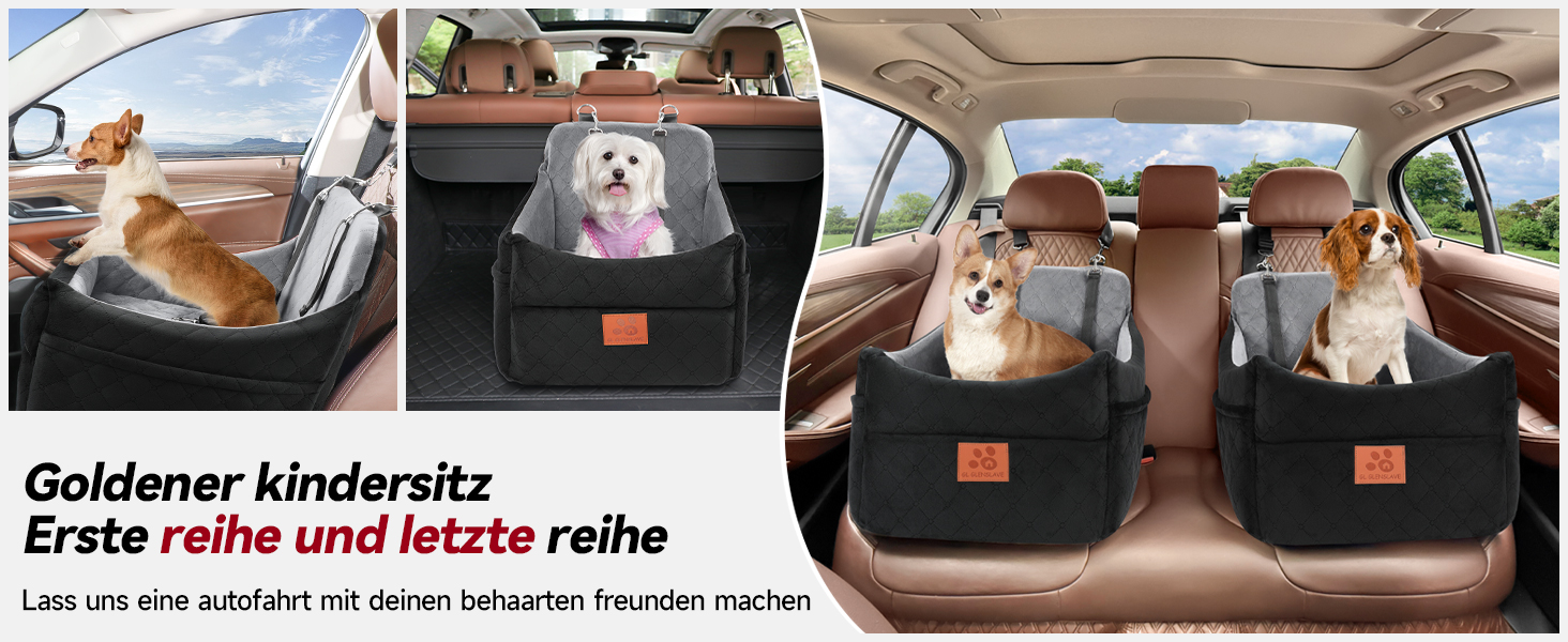 Автокрісло для собак GL GLENSLAVE: комфортне та безпечне автокрісло для маленьких та середніх собак (до 16 кг), чорний/коричневий колір, знімний та миючий чохол