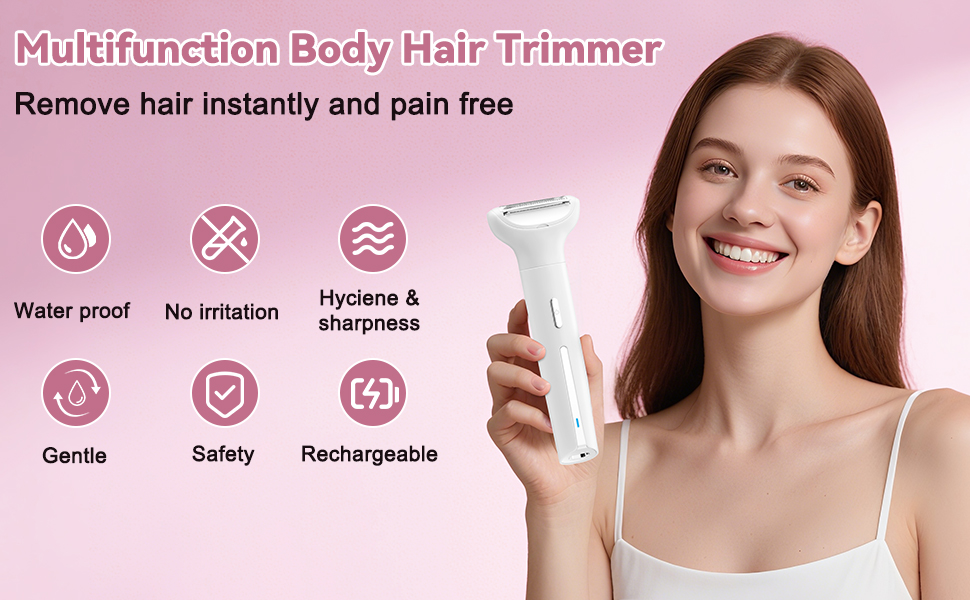 Епілятор для жінок 5-в-1: гоління, стрижка, триммінг обличчя, тіла та бікіні. Вологостійкий, акумуляторний тример з USB-зарядкою
