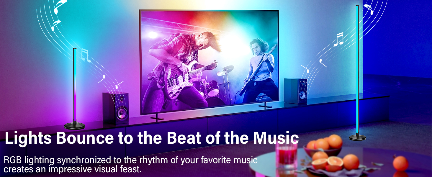 LED торшер для вітальні 145 см RGB, диммування, керування пультом/APP, 16 млн кольорів, 300 режимів, музичний режим, DIY, чорний