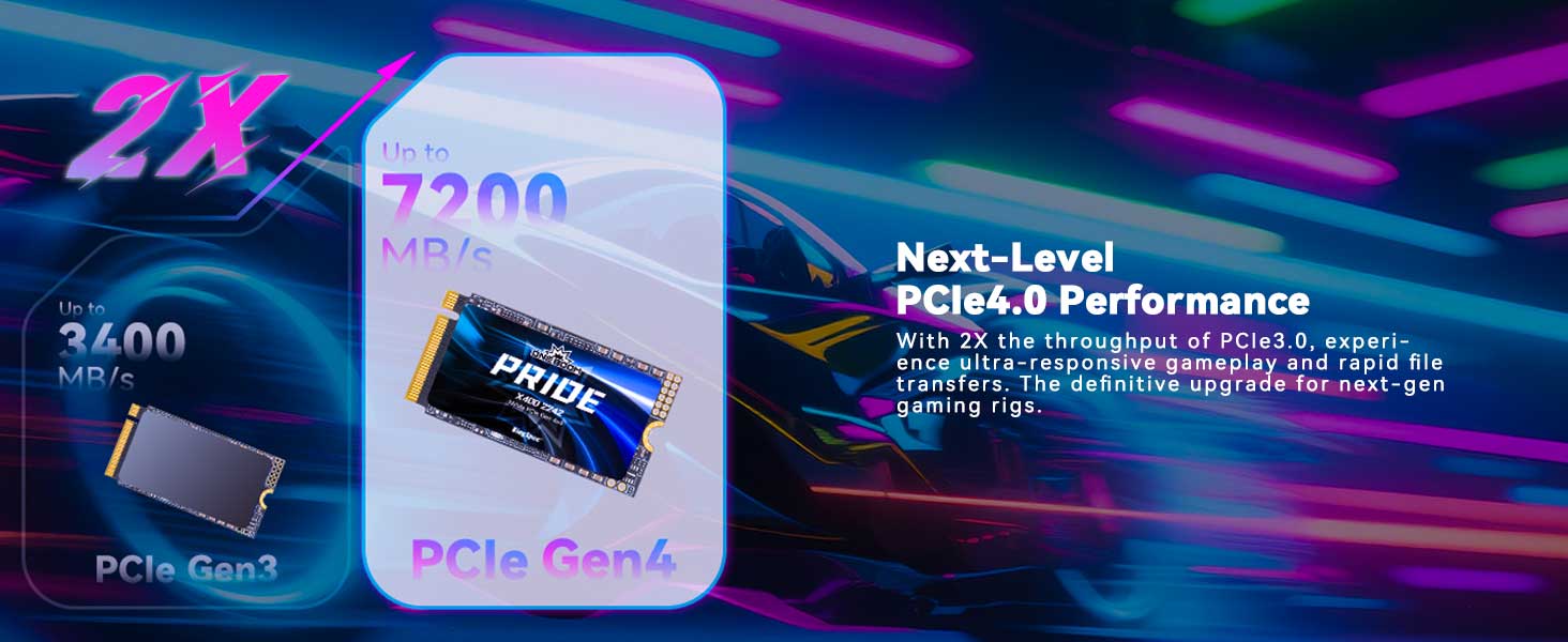 KingSpec ONEBOOM X400 SSD NVMe PCIe Gen4x4: Ігровий SSD для PS5, PC, Laptop (2TB)