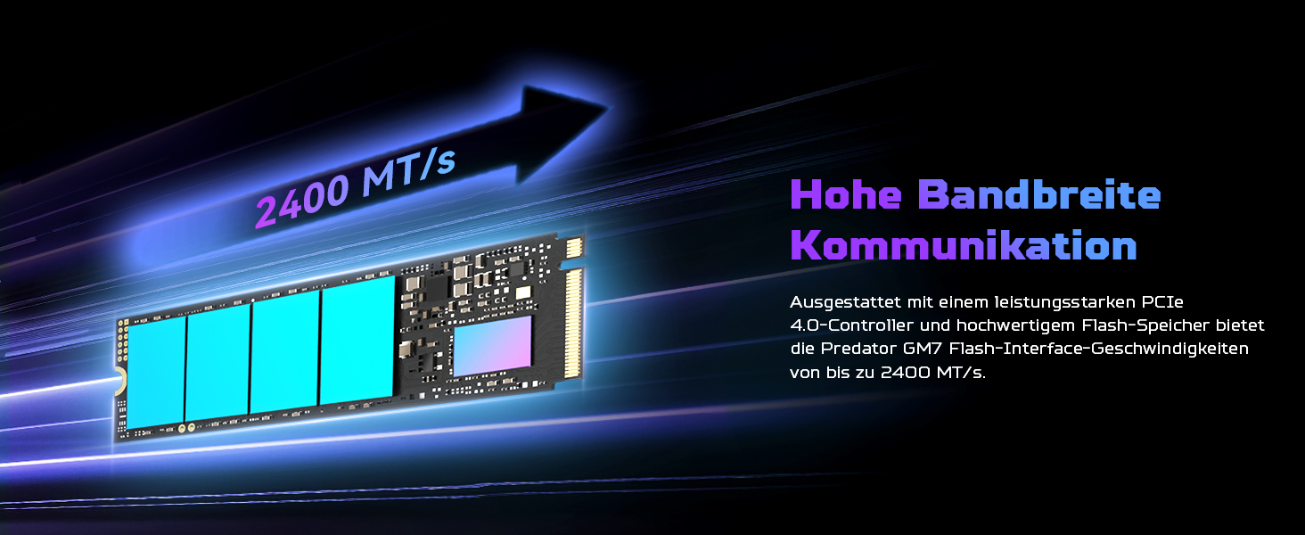 SSD Acer Predator GM7 1TB M.2 NVMe PCIe 4.0 - Швидкість читання до 7400 МБ/с - для ПК, ноутбука, PS5