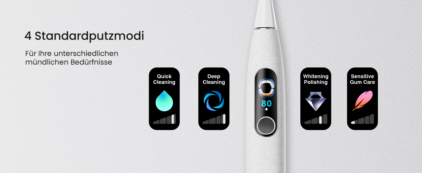 Oclean X Elite 10: Набір електричних зубних щіток з 5 режимами, таймером, відстеженням зон, 6 насадок, сірий колір
