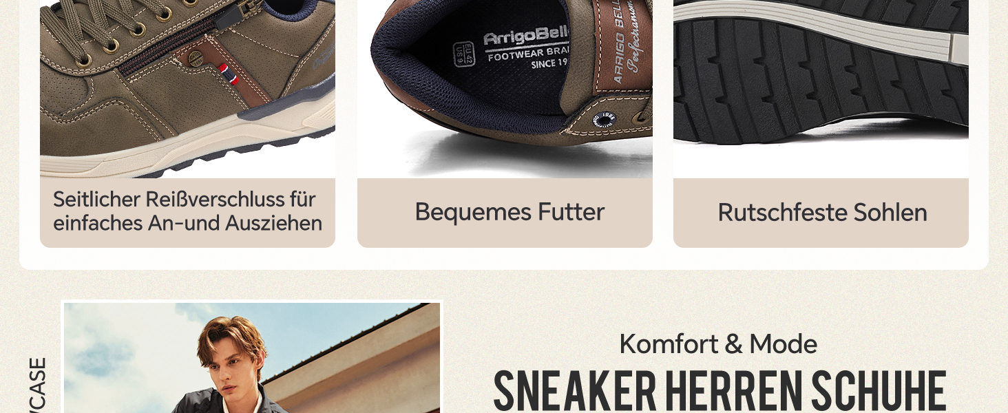 ARRIGO BELLO Кросівки для чоловіків: зручні, легкі, з блискавкою, для активного відпочинку та повсякденного носіння, підошва з неслизьким покриттям, розміри 41-46 (зелені, 44 EU)