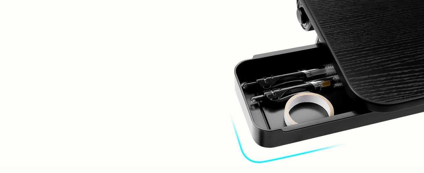 Стіл для ноутбука в ліжко, регульований, з ящиком, підставка для планшета, 60x34 см, чорний