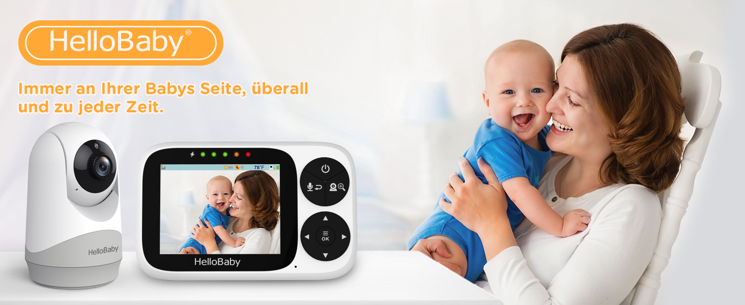 Дитячий відеоняня HelloBaby з камерою, 3.2' LCD, бездротовий монітор з нічним баченням, контролем температури та двостороннім зв'язком (1 камера)