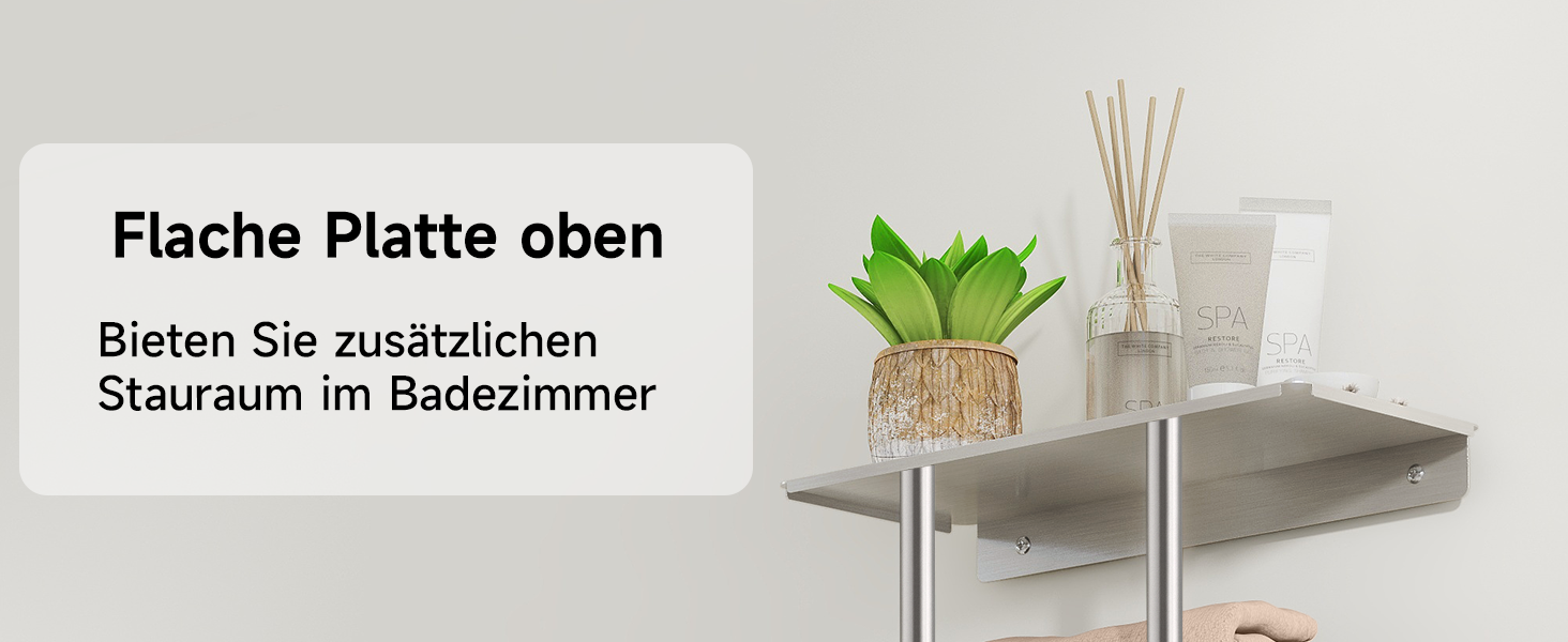 Трирівнева підставка для рушників з металевою полицею та 4 гачками, 86 см, срібна | Підставка для рушників для ванної кімнати