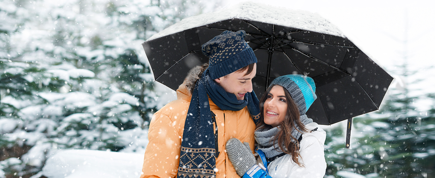 Шкіряний парасоль з автоматичним відкриванням, великий, стійкий до вітру, 104 см, 10 ребер, чорний, для чоловіків та жінок