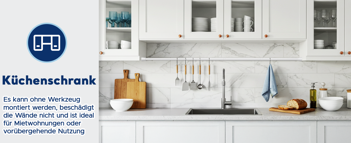 Штанга для карнизів без свердління, біла, 71-155 см, Ø 25 мм, телескопічна, для штор, душової завіси та гардеробу