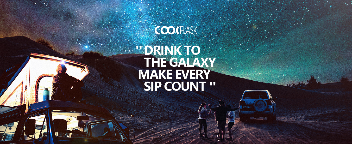 Термофляга Coolflask 2Л зі сталі нержавіюючої з трубою та 3 кришками, вакуумна пляшка для води для спорту та подорожей, Starry Indigo Black