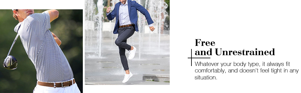 Чоловічий плетіний еластичний ремінь Fairwin M (довжина 105 см, для розміру 80-90 см) / XL (довжина 125 см, для розміру 100-110 см) Бежевий