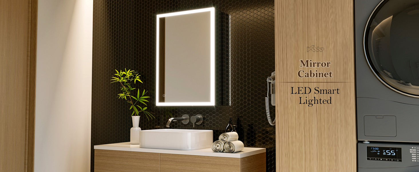 LED дзеркальна шафка для ванної кімнати KWW з підсвічуванням, регульованою температурою світла, протитуманним покриттям та USB роз'ємами (2 дверцята, 80x70 см)