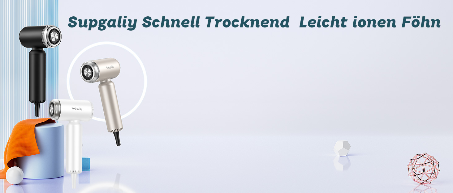 Золотистий фен Supgaliy з дифузором, іонізацією та 4 температурними режимами (1500W)