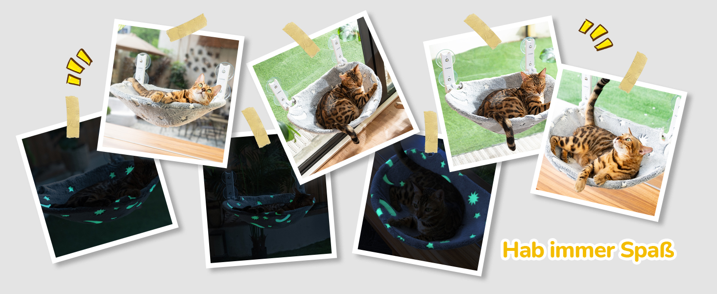 CATISM Гамак для котів на вікно з подушкою, до 20 кг, 52x30 см, сірий