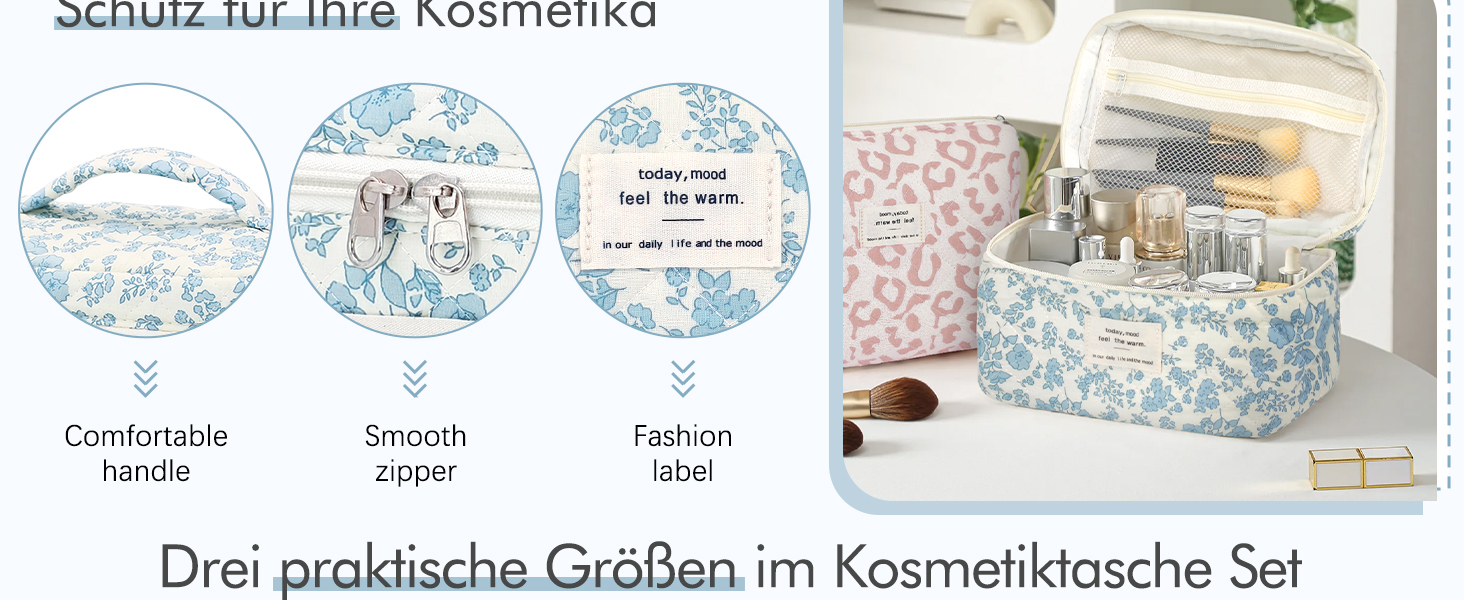 Набір косметичок для жінок: 3 шт. Leopard - велика, середня, маленька | Косметичка для макіяжу, подорожей, організації косметики