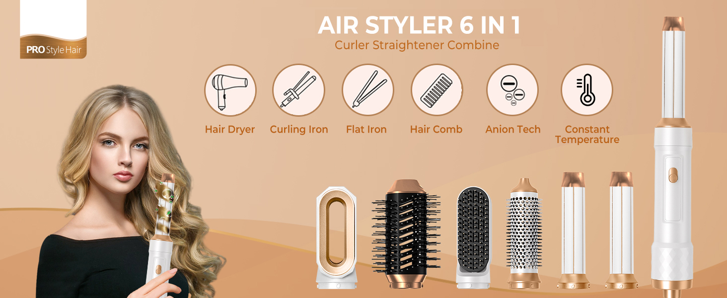 Airstyler 5 в 1: Фен-щітка з іонізацією, 20 м/с, 110 000 об/хв, для створення локонів та випрямлення волосся (фіолетовий)