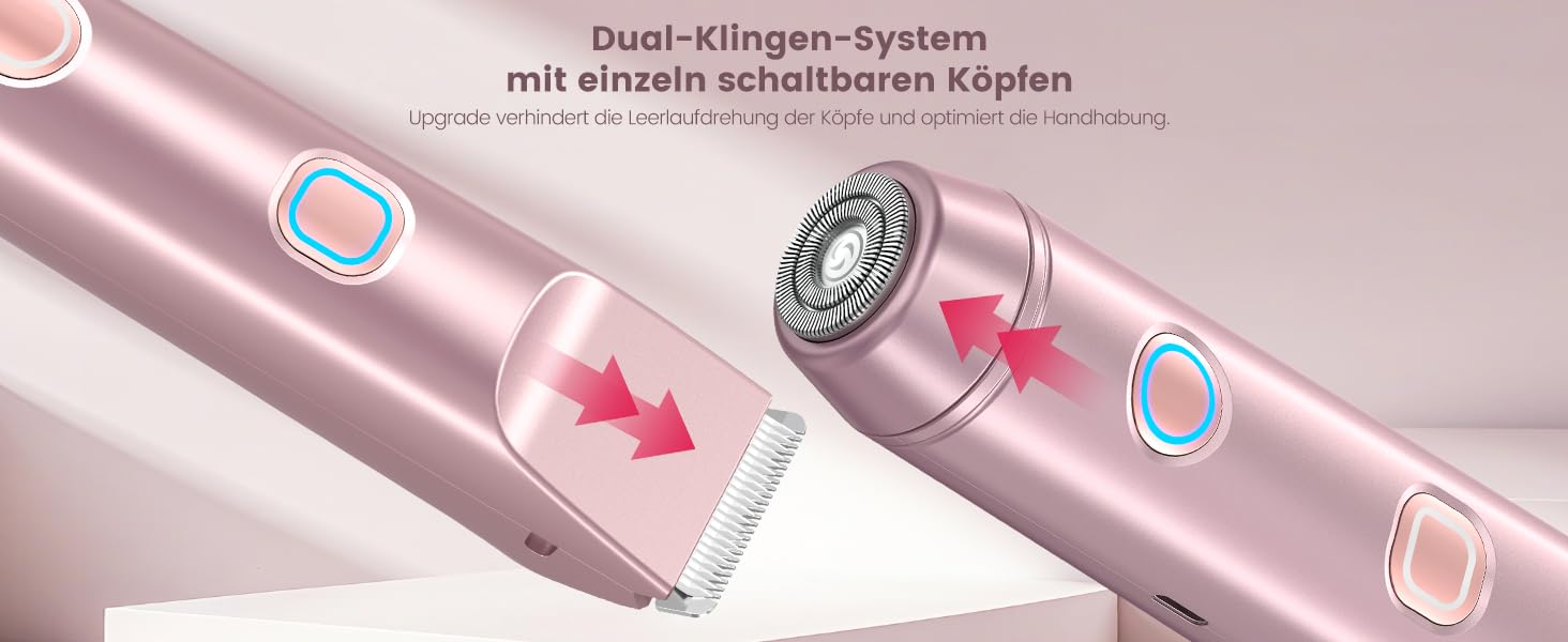 Епілятор для жінок 2-в-1 з тримером для бікіні, ніг, тіла. Вологостійкий, USB-C, рожеве золото