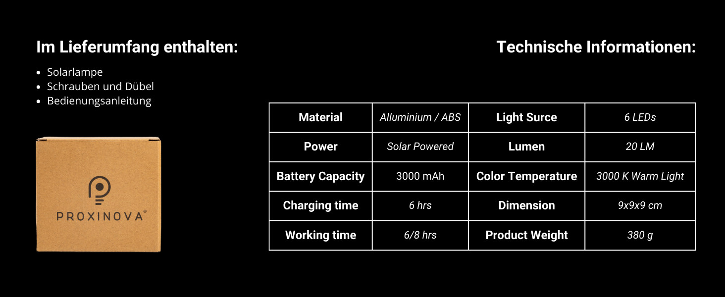 Сонячна вулична лампа Proxinova Solar Wandleuchte - Водонепроникне освітлення для забору, бездротове освітлення саду, дизайн освітлення атмосфери, проста установка, сенсорна вулична лампа | 2 шт. Кубічна 2.0