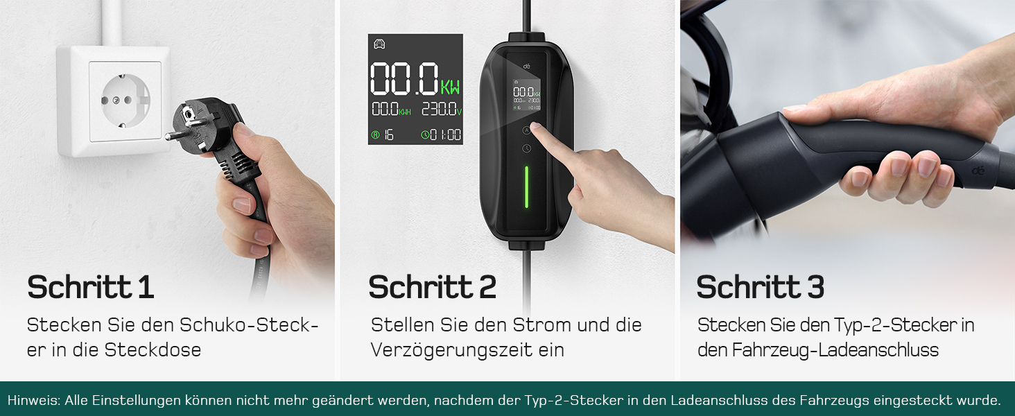 Кабель зарядки Schuko 3.68kW для електромобілів, 6м, 6-16A з цифровим дисплеєм
