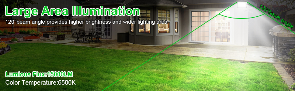 LED Floodlights 150W 2-Pack, Outdoor LED Floodlights, Super Bright 15000LM Outdoor Spotlights, 6500K Cool White LED Floodlights with IP65 Waterproof for Garden, Garage, Sports Field, Terraces