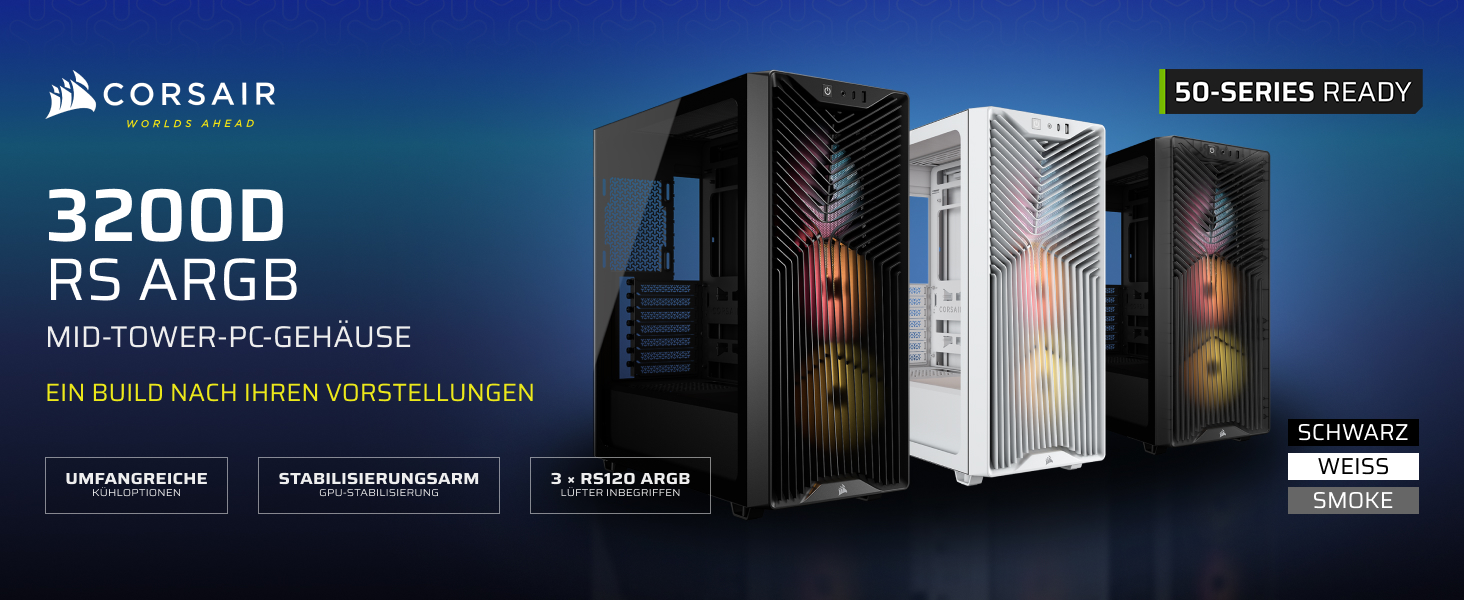 Корпус для ПК Corsair 3200D RS ARGB Mid-Tower ATX, білий