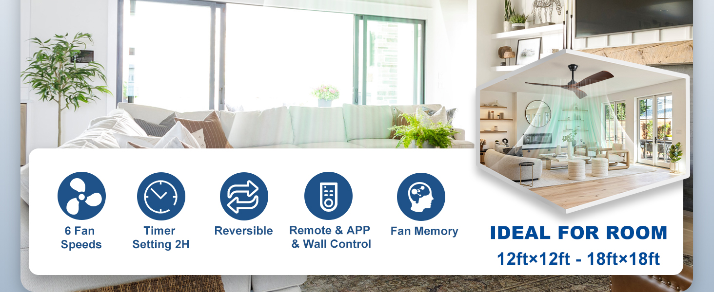 Стеляний вентилятор Depuley Leise з підсвічуванням для вулиці: LED лампа з вентилятором для саду, тераси - 132см, з керуванням через APP для вітальні, ресторану, офісу (Коричневий, 52'' без підсвічування)