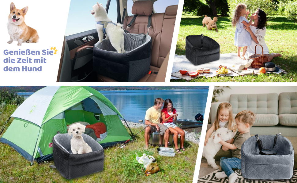 Автокрісло для собак GL GLENSLAVE - чорне, з підкладкою та безпечною шнуркою, для маленьких собак