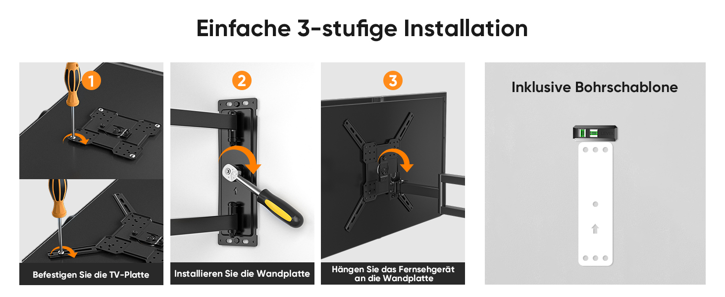 Кронштейн для телевізора FORGING MOUNT поворотний 26-65 дюймів, VESA 400x400, до 35 кг, подовжений 1035 мм