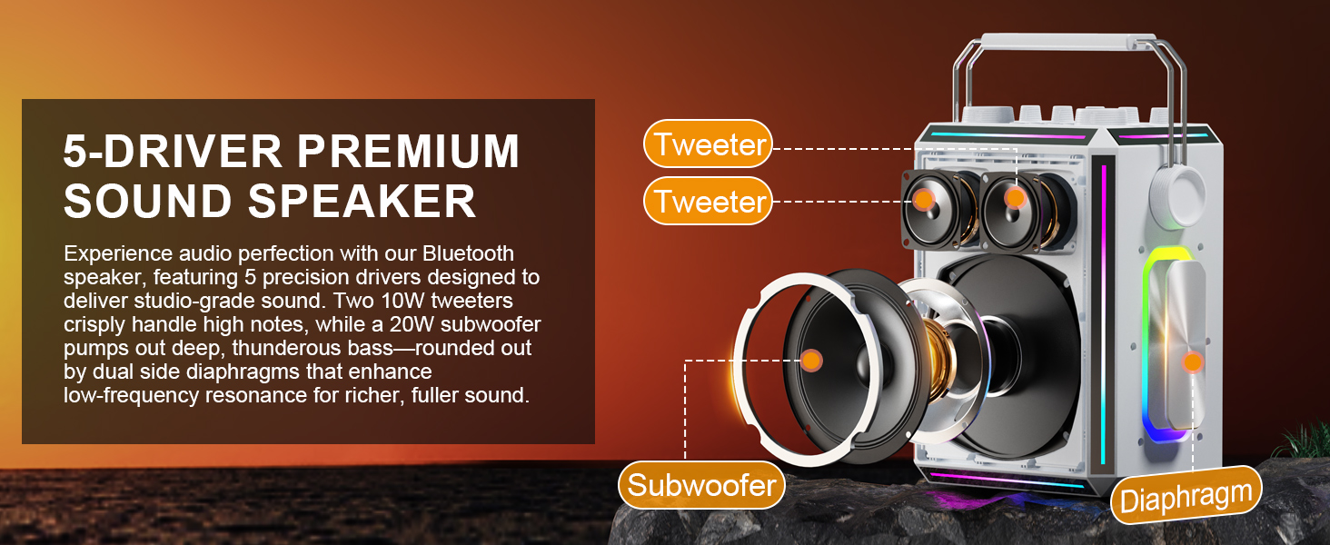 Портативна Bluetooth-колонка караоке з 2 бездротовими мікрофонами, RGB-підсвічуванням, регулюванням високих та низьких частот, ефектами голосу, AUX/USB/TF/OTG, 6,5 мм роз'єм, для вечірок (біла)