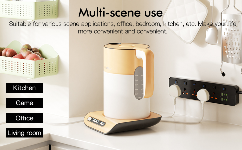 Мережевий фільтр Steckdose Universal з індивідуальними вимикачами, 5 розеток, 3250W, кабель 1.8м, 4 x USB-C 20W та 2 x USB-A, мережева стрічка