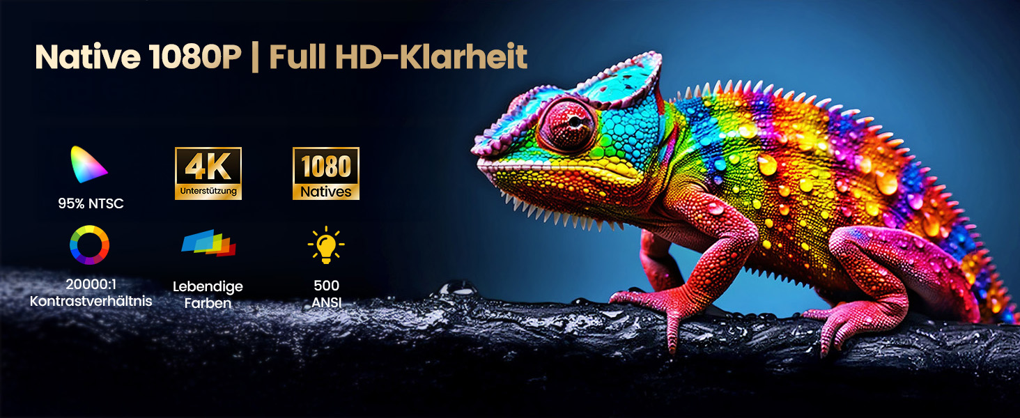 Mini проєктор Beamer 4K з WiFi 6, Dolby Audio та підтримкою Netflix | 1080P Full HD, інтегровані додатки, автоматичне фокусування, вертикальна корекція трапецеїдальних спотворень, короткофокусний, сріблясто-сірий