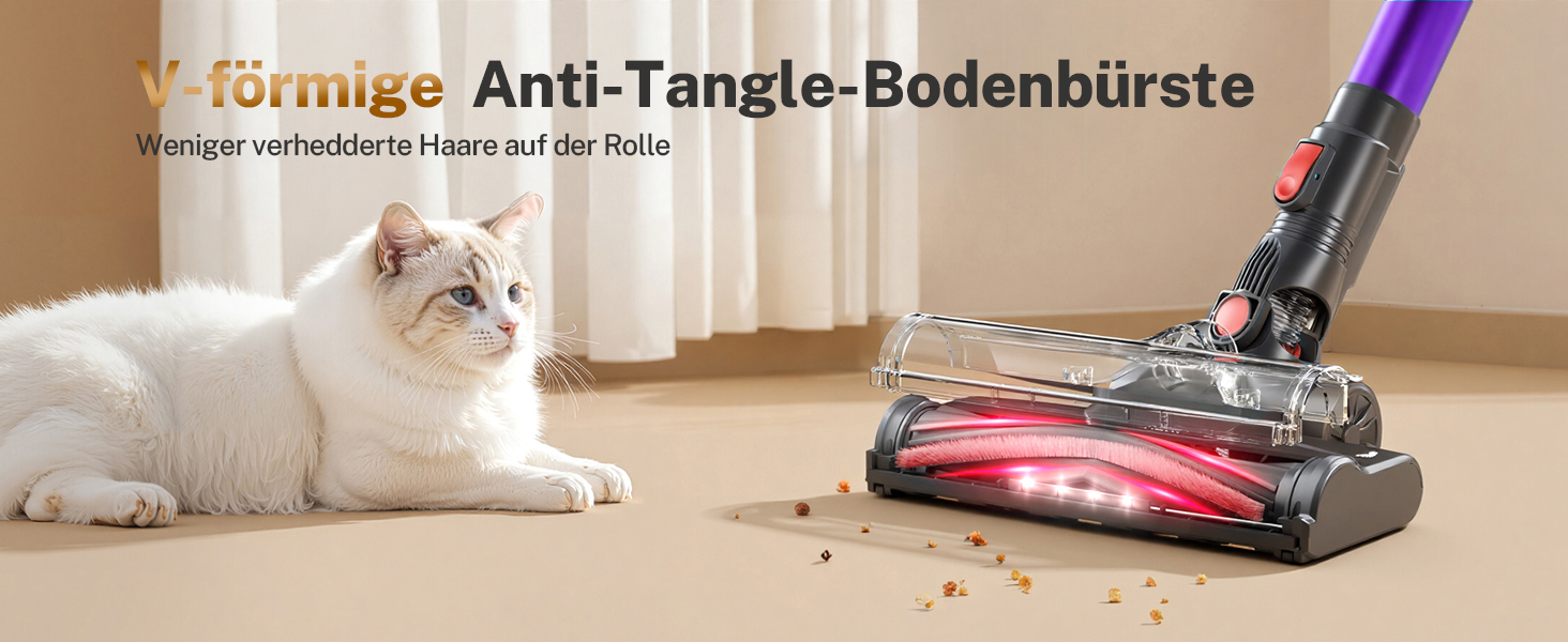 Бездротовий акумуляторний пилосос з потужністю 25000Pa, 175W, час роботи 50 хвилин. Бездротовий ручний пилосос з антизаплутаною насадкою та вертикальним паркуванням, легкий. Підходить для килимів, твердих підлог, видалення шерсті тварин. Колір: фіолетовий