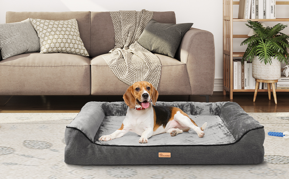 Крісло-ліжко для собак середніх порід YITAHOME, 51x48 см, ортопедичне, знімний чохол, чорне