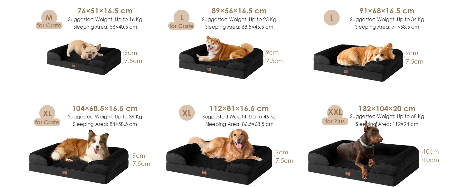 Ортопедичне ліжко для собак великих порід, 91x68 см, з Memory Foam, кошик для собак середніх порід, миється, водонепроникне, неслизьке, диванчик для собак з високим бортиком (104x69x17 см, чорний)