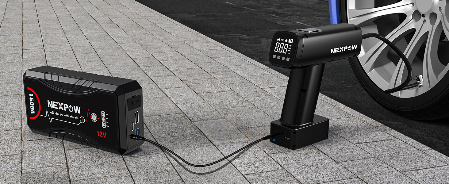 Powerbank для авто NEXPOW Starthilfe 1500A: стрибковий стартер з LED ліхтариком та USB, 12V для бензинових (7.0L) та дизельних (5.5L) двигунів